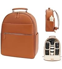 Divvia Camera Backpack Classic PU Leather with 15 Inch Laptop Compartment, Professional Camera Bag for Photographers for DSLR Large 20L