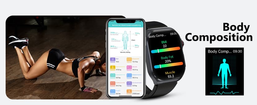 Health Smart Watches for Men Women - 1.87'' Large Display Fitness Trackers Watch with Heart Rate, Blood Pressure, Blood Oxygen, Sleep & Stress Track, 110+ Sports Modes, IP68 Waterproof Watch,Black