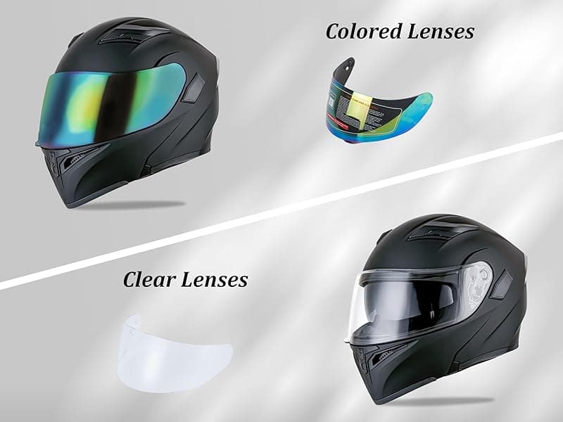Bluetooth Motorcycle Helmets DOT Approved, Flip-Up Full Face Modular Helmet with Dual Visors, Noise Cancelling Dual Speakers for Adults