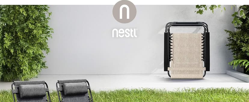 Nestl Zero Gravity Chairs, Portable Patio Lounge Chair Outdoor with Pillows & Cup Holder Trays, Adjustable Steel Mesh Reclining Camping Chair, Folding Patio Lawn Chair for Deck, Beach, Yard - Blue