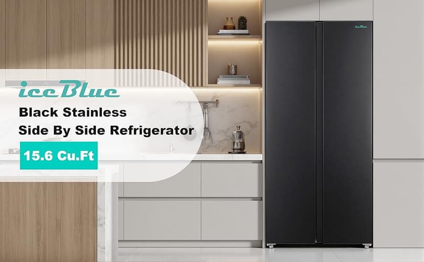 Iceblue 15.6 Cu.Ft. Side-by-side Refrigerators, 33" Full Size Refrigerator, Zoning Temperature Control Beverage Refrigerator with Freezer, Frost Free Beverage Fridge - Black Stainless Steel