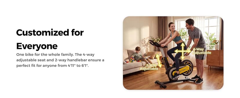 Compact Exercise Bike for Small Spaces, Quiet Rear Flywheel Stationary Bike for Home, 7-Level Lever Resistance, Soft Seat Indoor Cycling Bike for Petite to Medium Frames (<26dB)