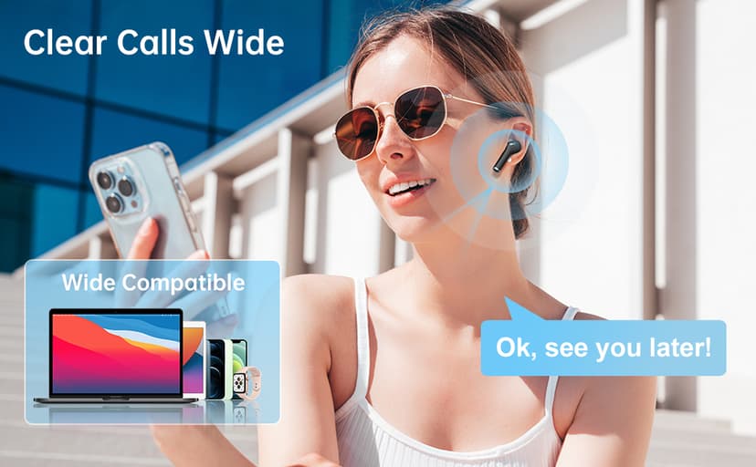 Ankriyul Wireless Earbuds, True Wireless Bluetooth Headphones with Deep Bass Stereo, Ear Buds with LED Power Display, in-Ear Earphones with Mic for iPhone/Android/iPad, Black