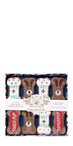 Thoughtfully Pets, Blue Dog Birthday Cookie Gift Set, Hand Decorated Crunchy Dog Treats in Bone Shapes, Great for Birthdays, Set of 8