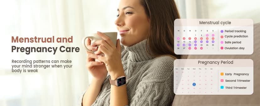 Smart Watch for Android/iPhone, 5ATM Fitness Watches for Women with 110+ Sports Modes, Bluetooth Calls/Messages/App Notifications, Health Monitor Blood Pressure/Heart Rate/SpO2/Sleep, Gifts for Women