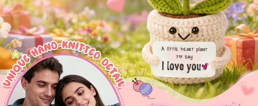 Gifts for Him Her Boyfriend Girlfriend - Crochet Flower with I Love You Message - Valentines , Engagement, Anniversary Wedding Birthday Gift for Wife, Husband, Couple, Fiancee-Father's Day Present