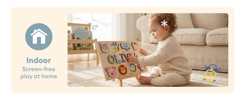 Personalized Name Puzzle for Toddlers 1-3 | Custom Wooden Baby Girl Gift with 48 Animal Art Sets | 1st Birthday Gift for Girls | Personalized Baby Boy & Girl Gifts Keepsake B0GSZSCM69