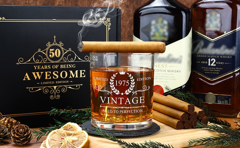 50th Birthday Gifts for Him Cool Gifts for 50 Year Old Man Happy 50th Birthday Decorations for Men Vintage 1975 Wine GlassToilet Paper Roll Novelty Socks Funny 50 Year Old Gift ideas for Mens