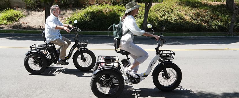 Electric Tricycle for Adults,Fat Tire Folding Electric Trike,3 Wheels Electric Bicycle Bikes, Peak 1350W Step-Thru Etrike with Removable Battery and Large Basket for Women Men