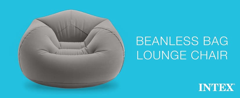 Intex 6 Pack Inflatable Beanless Bag Chair, Portable Blowup Lounge Seating, Gray