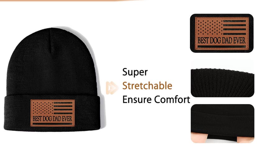 Best Dog Dad Ever Gifts American Flag Leather Animal Lovers Beanie Hat Christmas Stocking Stuffers Birthday Gifts
