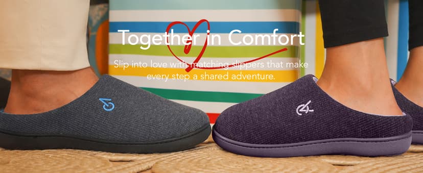 VeraCosy Men's Two-Tone Memory Foam House Slippers Indoor Outdoor Durable Rubber Sole