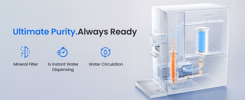 3-in-1 Countertop Water Bar with Ice Maker, Hot & Cold Water Dispenser, 7-Stage Filter, 7 Temp Settings, 5 Volume Options, No Installation, Portable Water Station for Kitchen, Office, RV