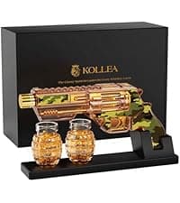 Kollea Whiskey Decanter Set with Grenade-Shaped Shot Glasses, Anniversary Birthday Gifts for Men Who Have Everything, Whiskey Gifts for Father, Husband, Boyfriend & Military Enthusiasts, Christmas