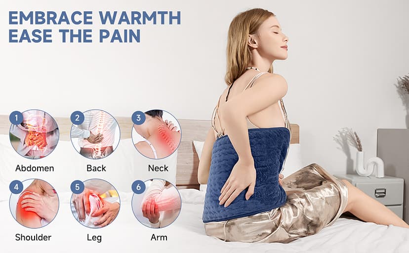 Heating Pad for Back Pain Cramps Relief, ZUODUN Electric Heating Pads for Neck/Shoulder/Leg with Auto Shut Off Large, 6 Heat Settings & Moist Heat Options, Christmas Gifts for Women, Men, Mom, Dad
