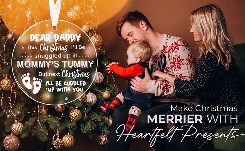 HEXMOZ First Time Dad Gifts - New Dad Gifts - Bumps First Christmas Ornament - Pregnancy Announcement for Husband, Soon to Be Daddy, 1st Time Daddy Gift - Expecting Baby on The Way