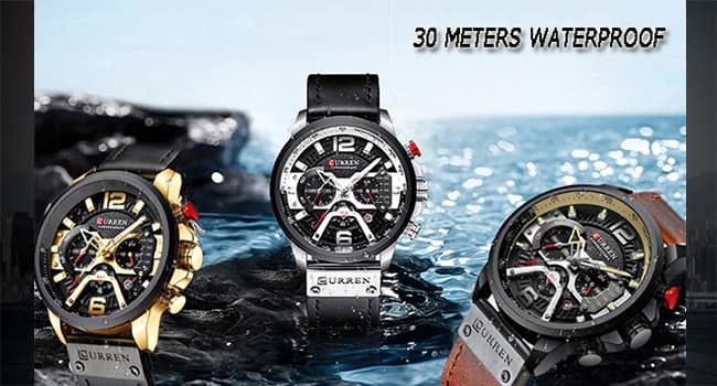 FANMIS Mens Luxury Watches Business Chronograph Dress Waterproof Leather Strap Analog Quartz Wrist Watch