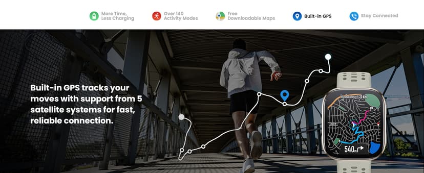 Amazfit Bip 6 Smart Watch 46mm, 14 Day Battery, 1.97" AMOLED Display, GPS & Free Maps, AI, Bluetooth Call & Text, Health, Fitness & Sleep Tracker, 140+ Workout Modes, 5 ATM Water-Resistance, Black