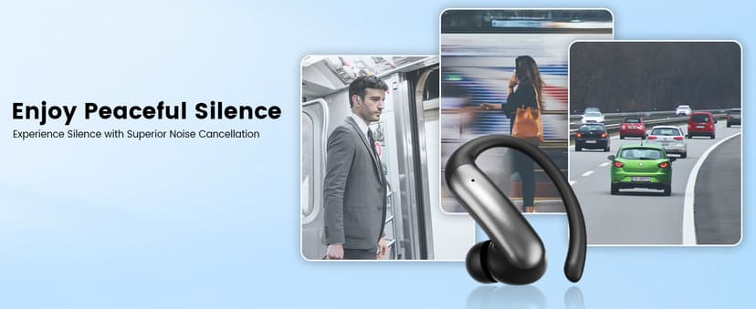 CuiSuto Ear Buds Wireless Earbuds Bluetooth Headphones with 60H Playtime LED Display Case, Over-Ear Hook with Mic, Stereo Sound, Easy Button Controls, Sports Earphones for Running Workout Gym Black