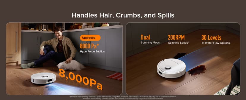 roborock Qrevo Series Robot Vacuum and Mop, 8000Pa Suction, Upgraded from Qrevo S, Anti-Tangle Brush, Smart Obstacle Avoidance, Auto Mop Washing, All-in-One Dock, 200RPM Spinning Mops, White(QV 35A)