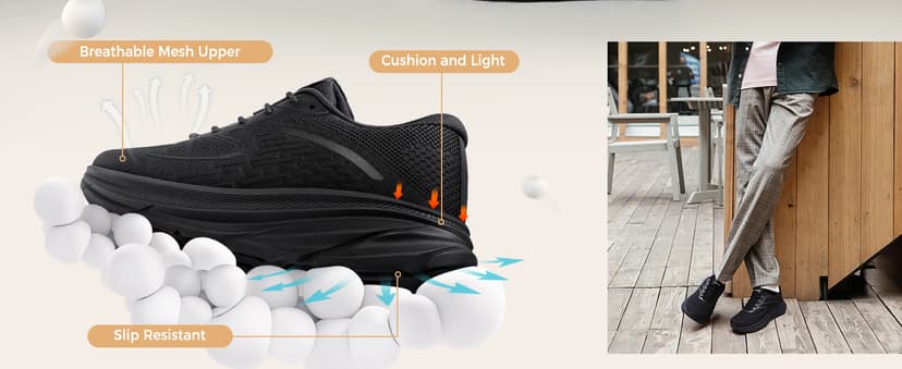 URDAR Running Shoes for Men Lightweight Casual Walking Shoes Comfortable Breathable Tennis Sneaker Cushioning Trainers