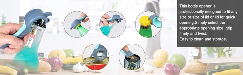 Jar Opener for Weak Hands, Seniors with Arthritis, 5 in 1 Multi Function Bottle Opener Lid Opener For Arthritic Hands with Non Slip Rubber Jar opener Gripper Pad