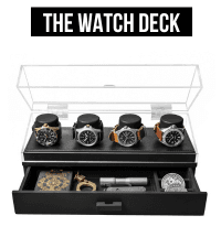 Holme & Hadfield Premium 4-Slot Wooden Watch Display Case – Handcrafted Men’s Watch Box with Accessory Drawer, Hinged Cover, Leather Lining – Birthday Gift for Collectors – Luxury Built to Last