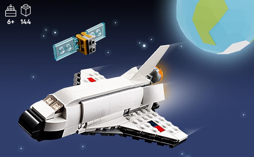LEGO Creator 3 in 1 Space Shuttle Toys - Space Toys Building Set for Boys & Girls, Ages 6+ - Option to Build 2 Spaceships or Astronaut - Educational Gift for Kids Birthday & Holidays - 31134