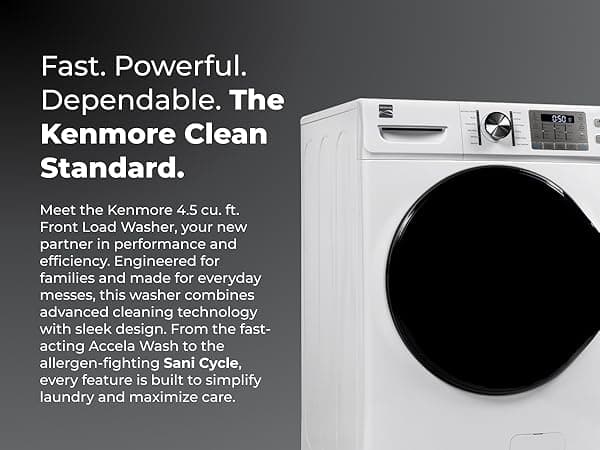 Kenmore 4.5 cu. ft. Front Load Washer with Stain Removing Steam Treatment - Reduce Laundry Time with Accela Wash - LED - ENERGY STAR Certified - White