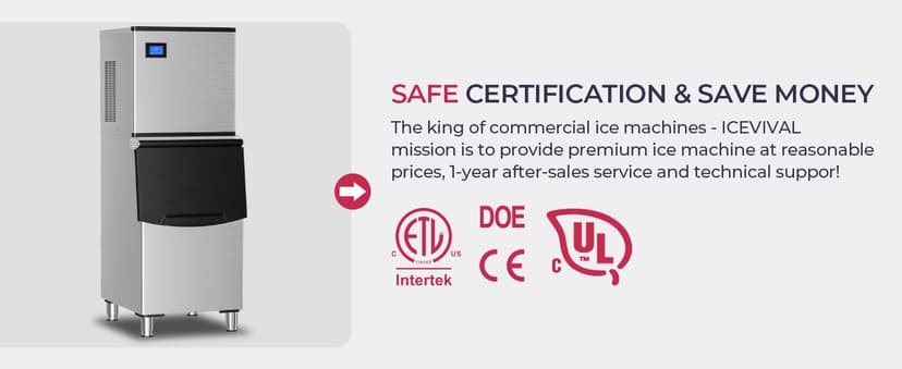 Commercial Ice Maker Machine 500LBs/Day with Filter, 250LBs Storage Bin, SECOP Compressor&ETL Approval Industrial Ice Machine, Auto-Cleaning, Ice Ready in 8-20mins, Cafe/Bar/Business/RST.