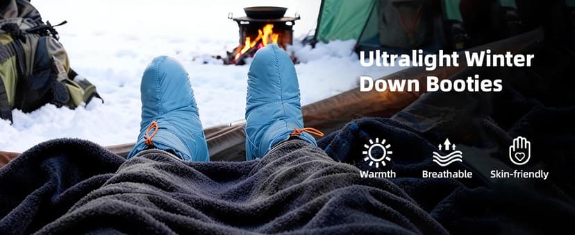 QEZER Down Booties for Men and Women Keep Warm Foot Warmers Camping Slippers Winter Camping Socks