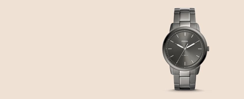 Fossil Men's Minimalist Quartz Stainless Steel and Leather Three-Hand Watch