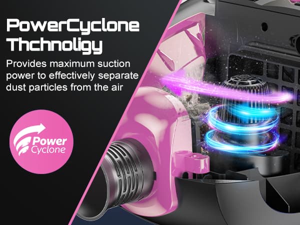 PKUYIE Canister Vacuum Cleaner, 40Kpa 1600W Cyclon Power, Dust Full Indicator, Double HEPA Filters, 3.7Qt Large Capacity, Lightweight Vac for Hard Floors, Carpets, Pet Hair, Pink