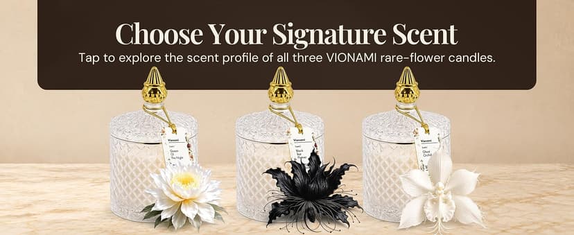 Decorative Soy Candles Birthday Gifts for Women, Elegant Glass Jar, 14.8oz, 80Hr Long Lasting Burn, Luxury Candles for Women VIONAMI Queen of The Night Rare Flower Fragrance Luxury Scented Candle Gift B0FBMNBQ3D