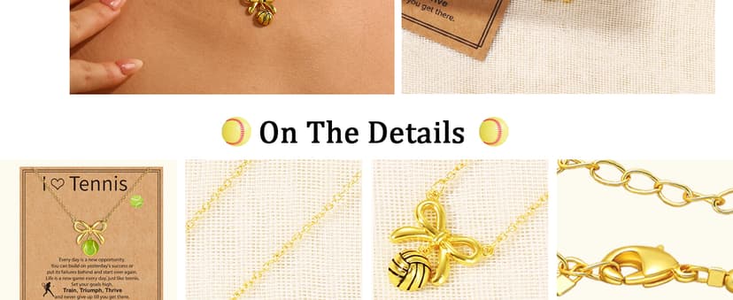 Softball/Soccer/Volleyball/Basketball/Football/Tennis/Pickleball Necklace for Team Coach Player, Sports Lovers Accessories Jewelry Christmas Gifts 16+3 Inches