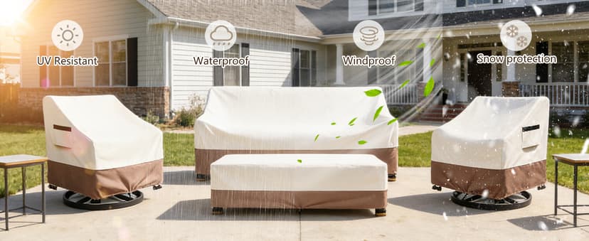Patio Chair Covers Waterproof Heavy Duty Patio Furniture Covers, 33W x 35D x 36H Inches Swivel Outdoor Chair Cover 2 Pack (Beige)