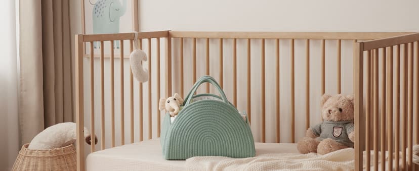 Blissful Diary Baby Diaper Caddy Organizer, Cotton Rope Diaper Caddy Basket, Large Storage Basket for Newborn Boys and Girls, Gift for Baby Shower List, Newborn Essentials, Earthy Rainbow