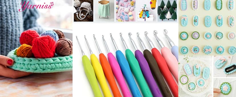Yarniss Crochet Hooks,14 Size Crochet Set 2mm(B)-10mm(N), Ergonomic Crochet Hooks Set with Case for Beginner,Long Crochet Needles