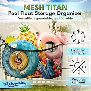 MeshTitan Heavy-Duty Pool Storage Bag - Floats & Toys Organizer with Sturdy Mesh & Anti-Sagging Support (Black)