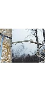 HME Durable Secure Convenient Portable Folding Tree Stand Bow Hanger w/Two Accessory Hooks - Extends to 20", Folds to 10", 3 Pack