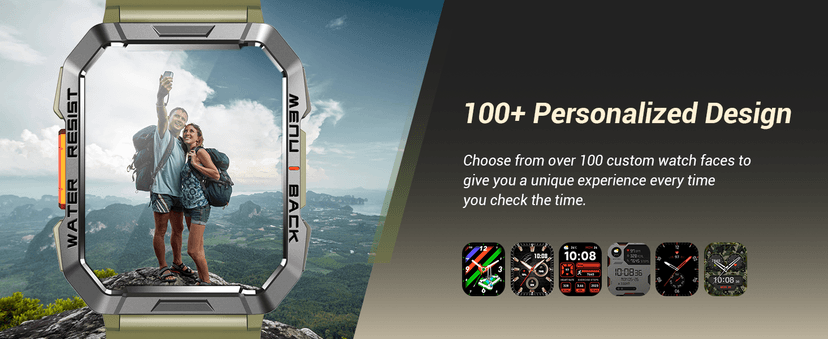 Military Smart Watch for Men (Answer/Make Calls), 2.01'' Smart Watch for Android and iPhone, Fitness Tracker with Flashlight/Compass/100 Days Battery/Heart Rate/Sleep/100+ Sport Modes(2 Straps)