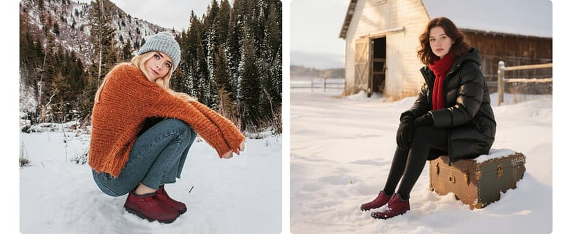 TEMOFON Winter Snow Boots for Women: Waterproof Warm Fur Lined Walking Outdoor Ankle Booties Slip on Snow Shoes Size 5-12