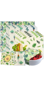 Reusable Beeswax Wrap - 9 Pack Beeswax Wraps for Food, Eco-Friendly Beeswax Food Wraps, Bread Sandwich Wrapper - Organic, Sustainable, Zero Waste, Reusable Plastic-Free Food Storage Wrap, 1XL, 3M, 5S