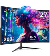 Z Z-EDGE 27 inch Curved Gaming Monitor, FHD 1080P 300Hz 240Hz Computer Monitor, Ultra-Fast MPRT 1ms Curved Monitor, 1500R, 16.7M Colors, UG27H Frameless Bezel, 2X DP 1.4 Ports and 2X HDMI 2.0 Ports