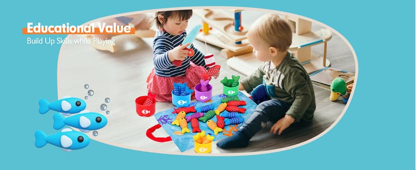 hahaland Montessori Toys for 1 Year Old - 10 in 1 Cloth Toddler Fishing Game with Stacking Cups, Baby Toy 12-18 Months One Year Old Boy Birthday Gift, Toddler Toys for 1 2 Year Old Boy Girl Gifts