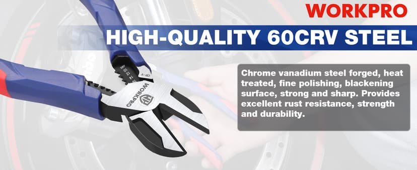 WORKPRO 2-in-1 Diagonal Cutting Pliers with Wire Stripper, 7.5 Inch CRV Steel Wire Cutters with Comfort Grip Handles, Heavy Duty Side-Cutting Pliers for Electricians and Homes, Christmas Gift B0BKKF5HVL