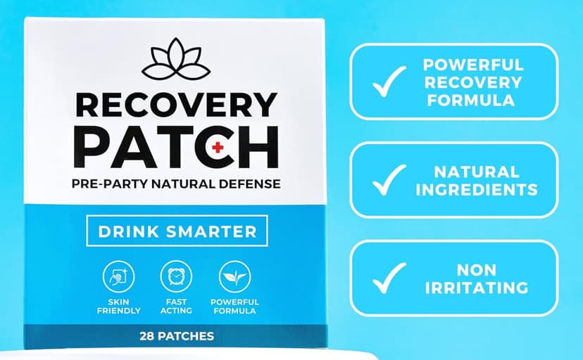 Recovery Patches 28 Pack - Wake Up Refreshed & Energized with Our 100% Natural Ingredients Patch - Individually Wrapped, Skin-Friendly & Waterproof - Enhanced Morning Formula