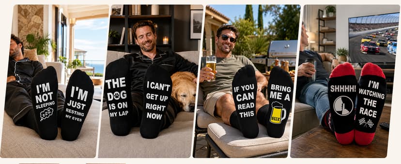 Personalized Fathers Day Gift for Dad Husband, Christmas Stocking Stuffers for Men; Comfortable and Soft Novelty socks Niorasen Birthday Gifts for Men Husband Gamer Teen Boys, Cotton Funny Socks B0D5LZSVSV