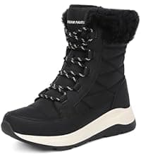 DREAM PAIRS Waterproof Snow Boots for Women, Faux Fur Cozy Warm Insulated Winter Boots Lace Up Mid-Calf Outdoor Shoes for Walking Hiking Hespera