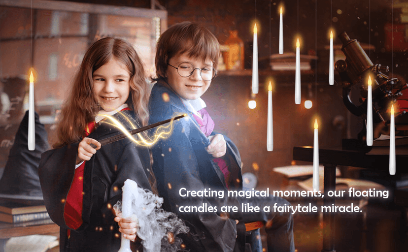 kakoya Flameless Floating Candles with Wand,20 Pcs Magic LED Hanging Taper Candles,Flickering Battery Operated Taper Candle with Wand Remote for Halloween Decorations Best Gift(White) B0C452J5HT